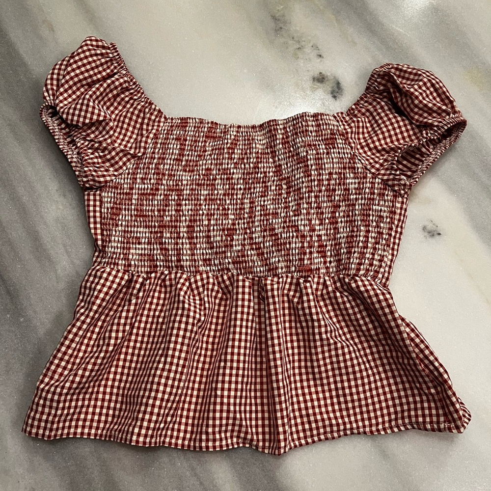Red Gingham Women's Top - Picture 2 of 6
